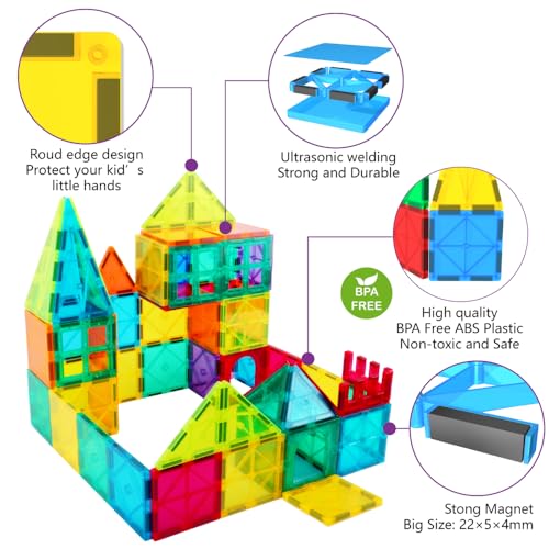 Magnetic Tile Building Set for Toddlers and Kids