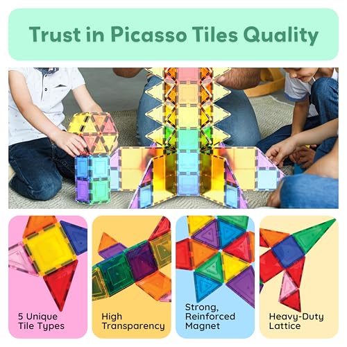 PicassoTiles 100pc Clear Magnetic Building Set - Inspiring Creativity