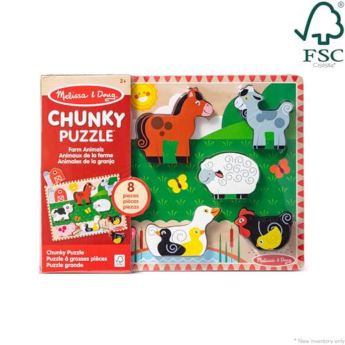 Farm Wooden Chunky Puzzle - Animal Toys for Toddlers