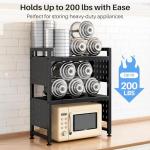Adjustable 3-Tier Microwave Stand with Hooks