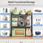 Adjustable 3-Tier Microwave Stand with Hooks