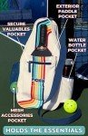 STEEL MILL AND CO. Pickleball Bags for Ladies and Men, Unisex Pickleball Bag Holds 4 Pickleball Paddles, Adjustable Sling Bag with Fence Hook and Water Bottle Holder, Retro Stripe