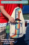 STEEL MILL AND CO. Pickleball Bags for Ladies and Men, Unisex Pickleball Bag Holds 4 Pickleball Paddles, Adjustable Sling Bag with Fence Hook and Water Bottle Holder, Retro Stripe