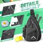 Adjustable Pickleball Sling Bag with Water Bottle Holder