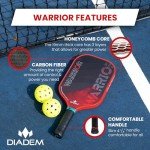 Diadem Warrior Carbon Fiber Pickleball Paddle Red