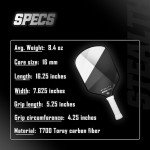 StrykeSports Raw Carbon Fiber Pickleball Paddle