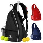 ELEAMY Large Pickleball Sling Bag with Pockets