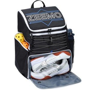 ZEEMO Black Pickleball Bag with Shoe Compartment