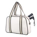 Women's White Synthetic Leather Pickleball Gym Bag