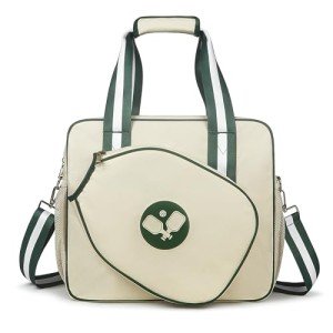 Adjustable Pickleball Paddle Bag - Beige Tote