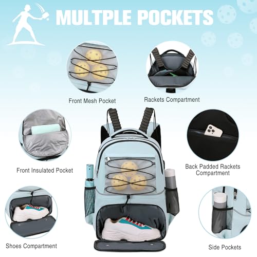 Multifunctional Pickleball Backpack with Shoe Compartment