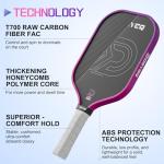 DGYGQ 16mm Carbon Fiber Pickleball Paddle - Pink/Purple