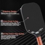 CZRR Pickleball Paddle, Edgeless Style 3K Raw Carbon Fiber Surface High Grit & Spin,USA Pickleball Approved, 16MM Polypropylene Honeycomb Core, Designed for Unmatched Control and Added Power