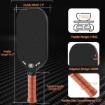 CZRR Pickleball Paddle, Edgeless Style 3K Raw Carbon Fiber Surface High Grit & Spin,USA Pickleball Approved, 16MM Polypropylene Honeycomb Core, Designed for Unmatched Control and Added Power