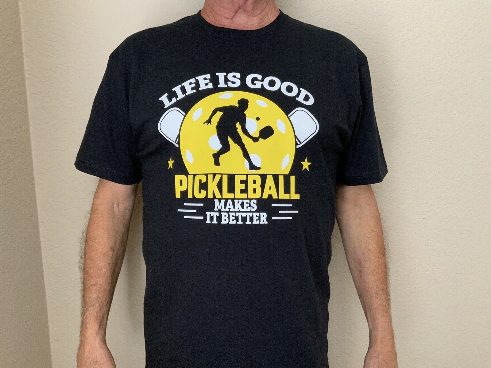 Pickleball Player Graphic Tee - Unisex Black (XL)