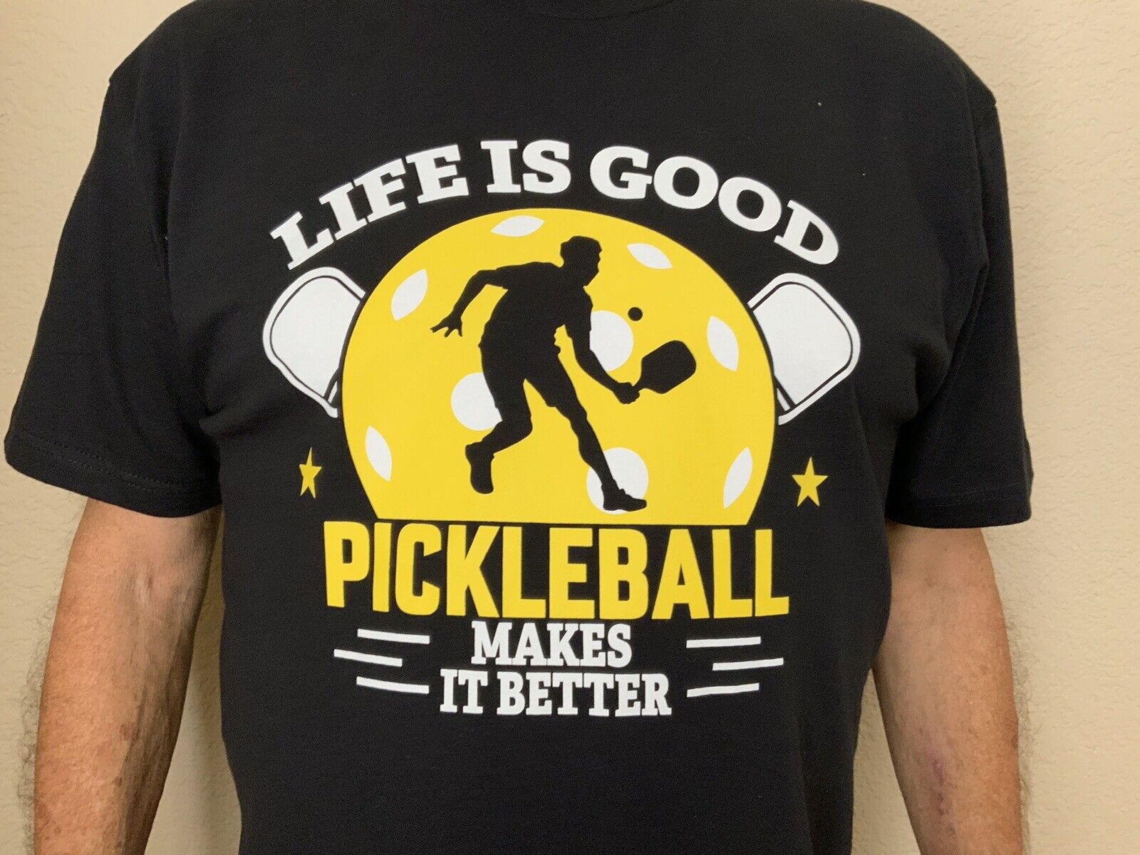 Pickleball Player Graphic Tee - Unisex Black (XL)
