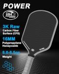 Raw Carbon Fiber Pickleball Paddle for Spin & Control
