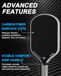Raw Carbon Fiber Pickleball Paddle for Spin & Control