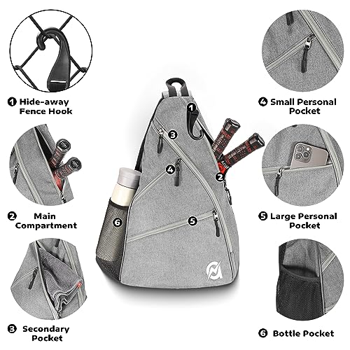 A11N Pickleball Bag: Crossbody Sling Backpack, Charcoal