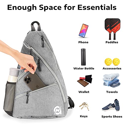 A11N Pickleball Bag: Crossbody Sling Backpack, Charcoal