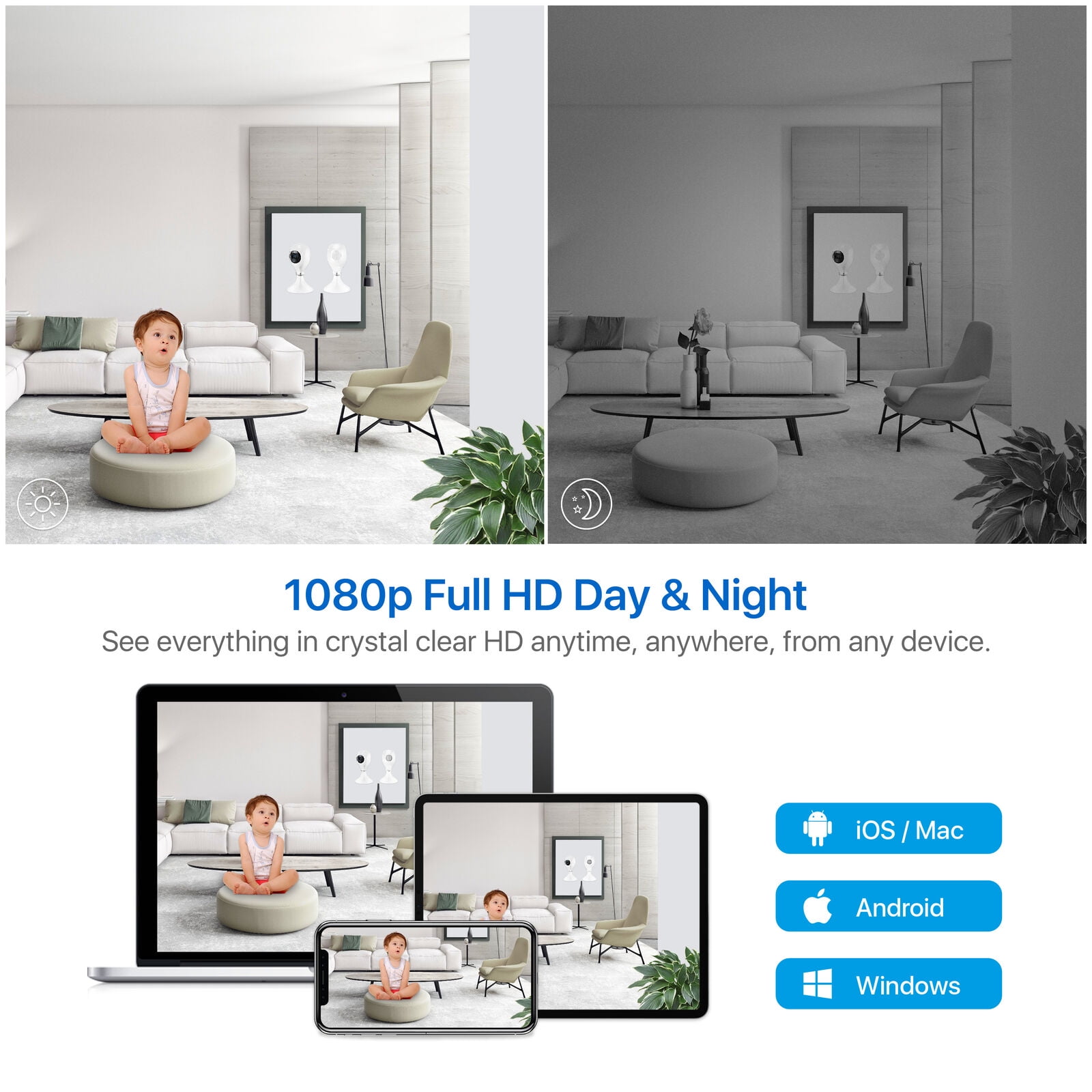 WiFi Security Camera with Night Vision & Audio