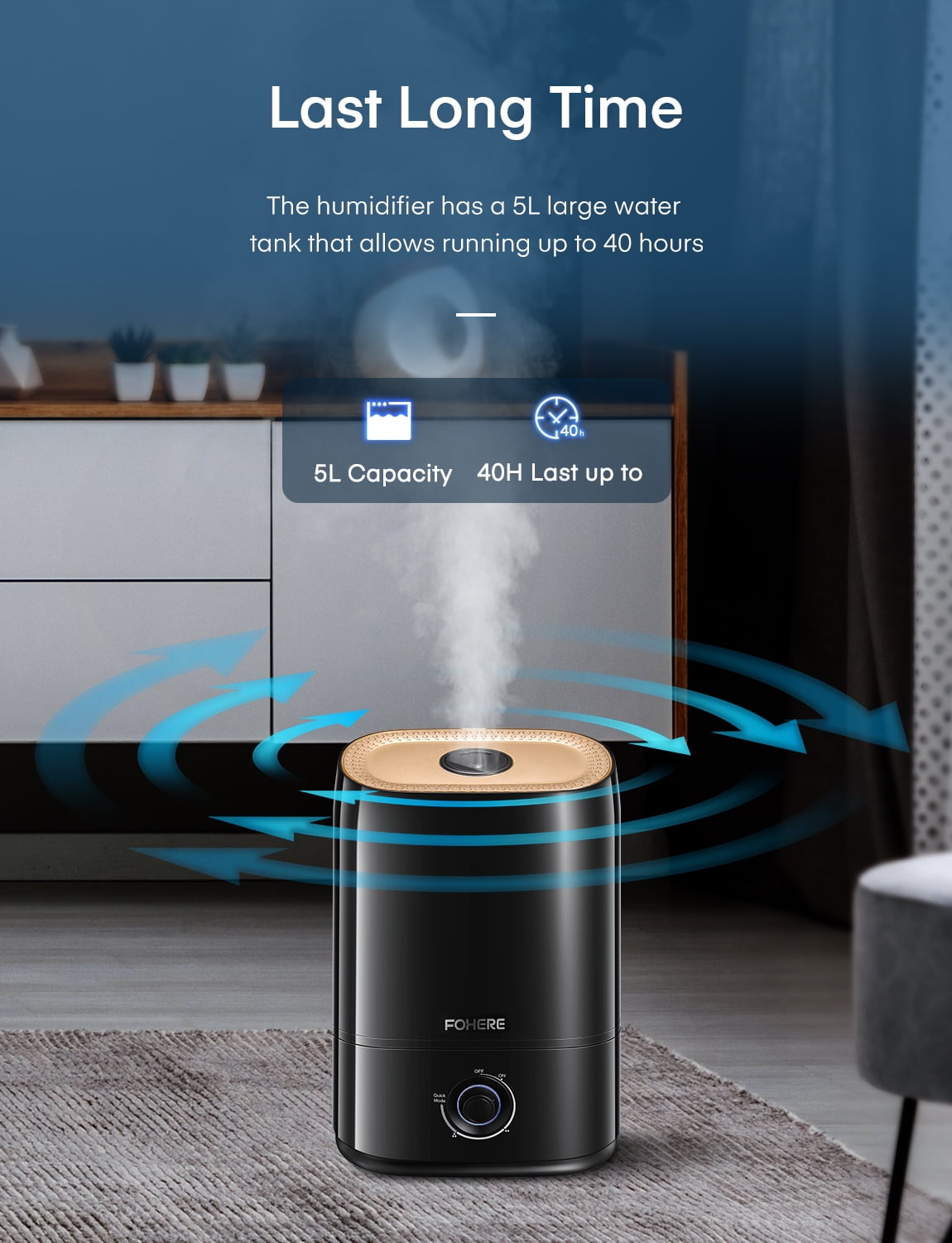 Smart Ultrasonic Humidifier with Essential Tray