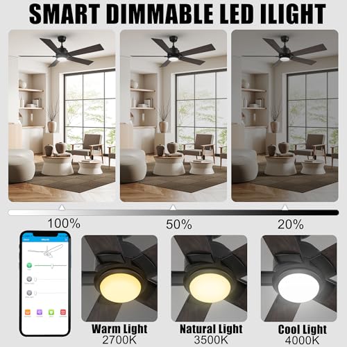 Smart 52inch WiFi Ceiling Fan with App Control