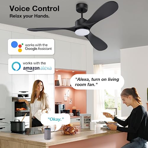 Smart Black Ceiling Fan with LED Lights & Remote