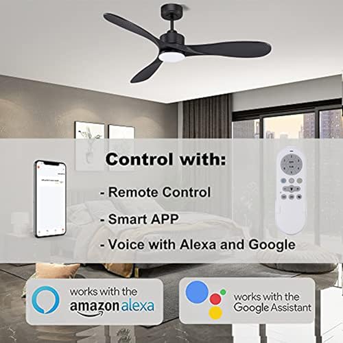Smart Black Ceiling Fan with LED Lights & Remote