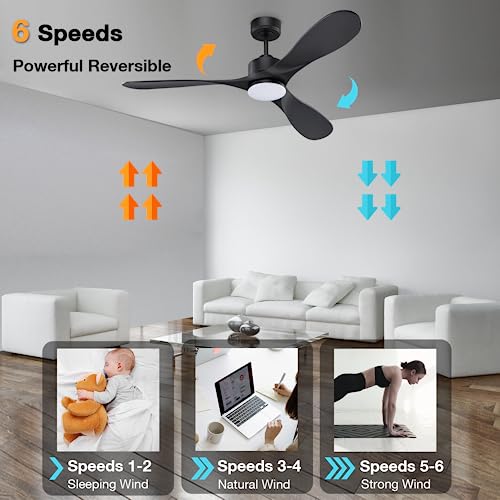 Smart Black Ceiling Fan with LED Lights & Remote