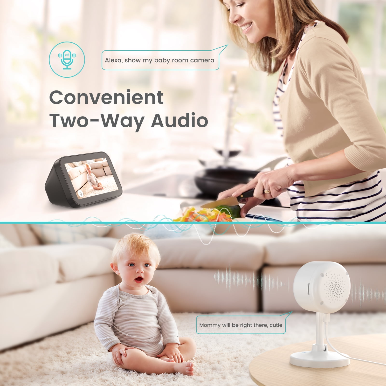 Smart Wireless Indoor Camera with Alexa (2-Pack)