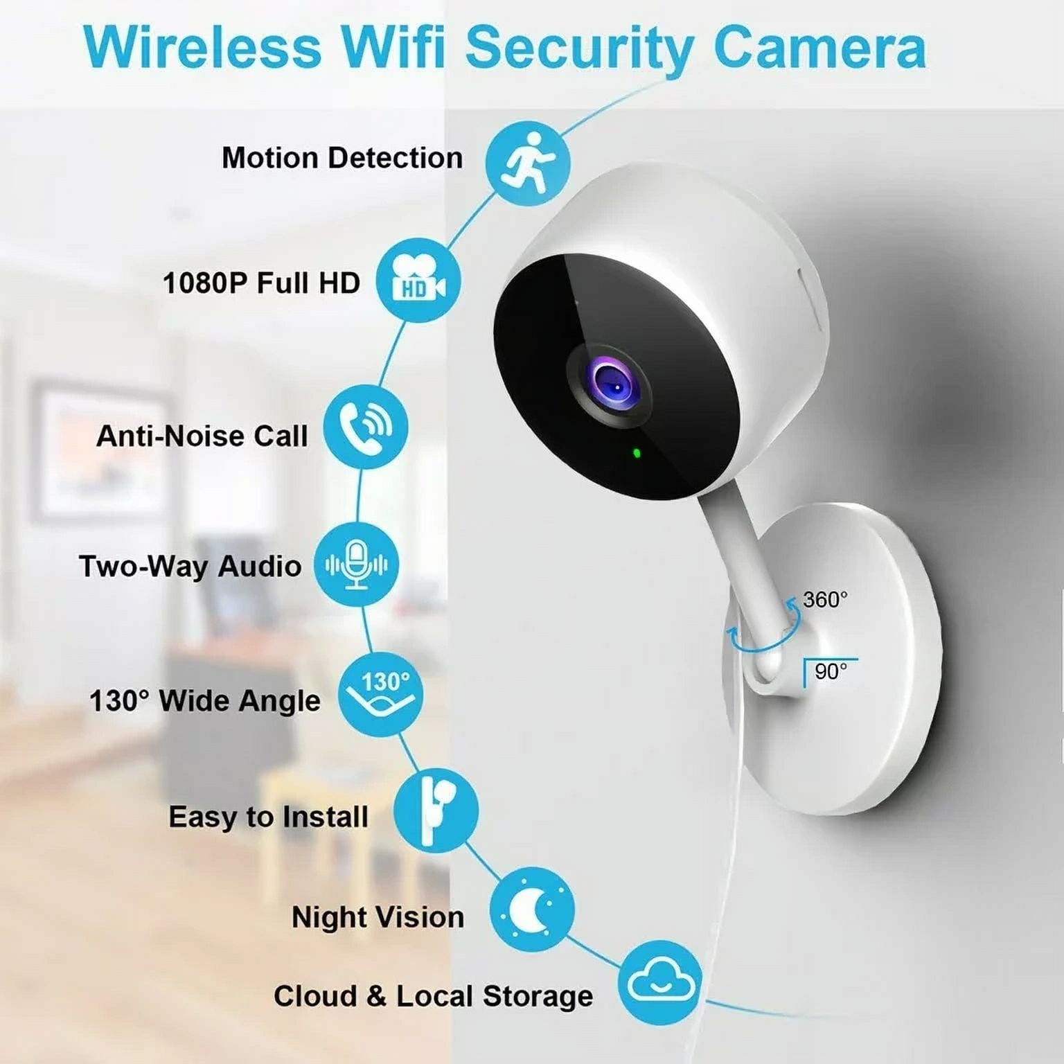 Smart Wireless Indoor Camera with Alexa (2-Pack)