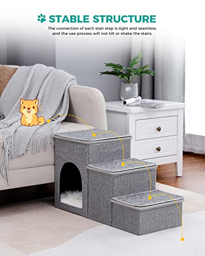 Portable Pet Stairs with Storage Box - 3 Step