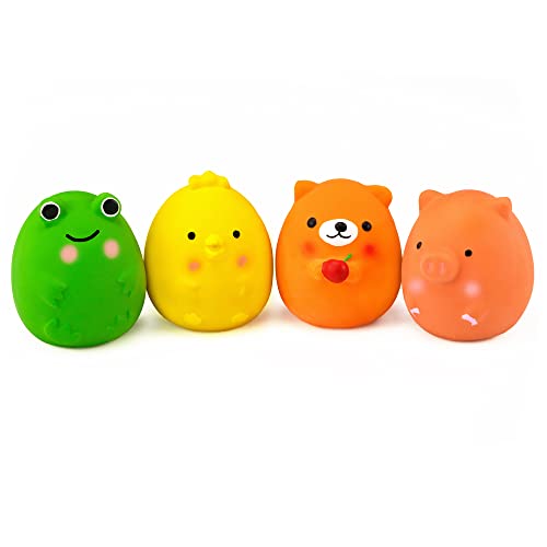 CHIWAVA 4PCS 2.4'' Squeak Latex Puppy Toy Funny Animal Sets Pet Interactive Play for Small Dog Assorted Color