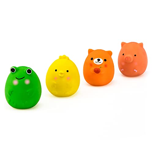 CHIWAVA 4PCS 2.4'' Squeak Latex Puppy Toy Funny Animal Sets Pet Interactive Play for Small Dog Assorted Color