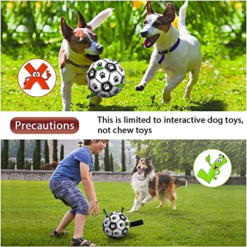 QDAN Dog Toys Soccer Ball with Straps, Interactive Dog Toys for Tug of War, Puppy Birthday Gifts, Dog Tug Toy, Dog Water Toy, Durable Dog Balls World Cup for Small & Medium Dogs（6 Inch）