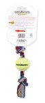 Mammoth Flossy Chews Color 3 Knot Tug w/Mini Tennis Ball – Premium Cotton-Poly Tug Toy for Dogs – Interactive – Rope Dog Toy for Small Dogs - Mini 11”
