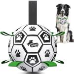 QDAN Dog Toys Soccer Ball with Straps, Interactive Dog Toys for Tug of War, Puppy Birthday Gifts, Dog Tug Toy, Dog Water Toy, Durable Dog Balls World Cup for Small & Medium Dogs（6 Inch）