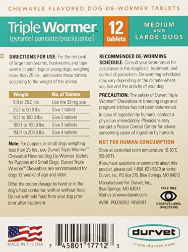 Durvet Triple Wormer for Medium and Large Dogs