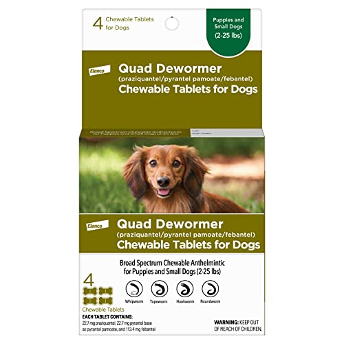 Quad Dewormer for Small Dogs, 2-25 lbs, 4 Tablets