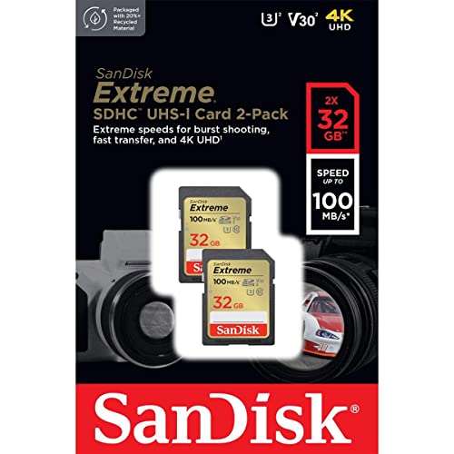 SanDisk 32GB Extreme SDHC (2-pack) - Fast, Reliable