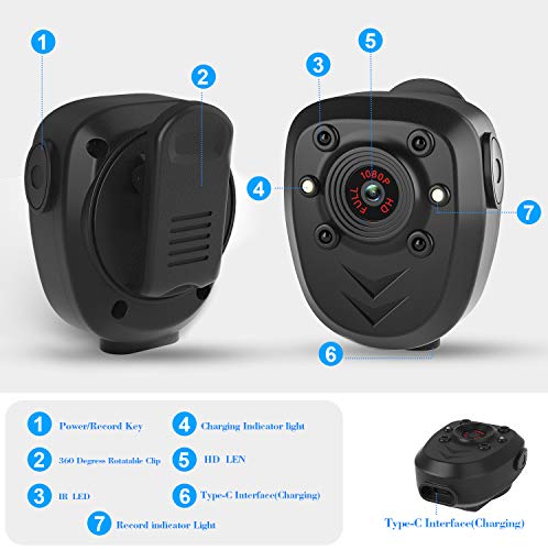Anorwlts Mini Body Camera with Night Vision