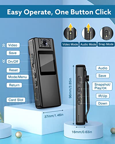 32GB BOBLOV A22 HD BodyCam: OLED Screen, 180° Rotatable Lens