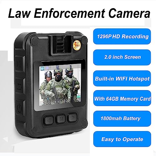 2K 1296P Body Camera with 2.0" LCD