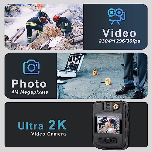 2K 1296P Body Camera with 2.0" LCD