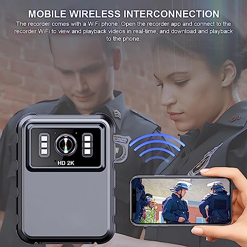 2K 1296P Body Camera with 2.0" LCD