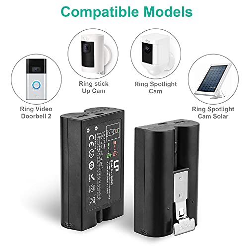 Rechargeable Battery Packs Compatible with Ring Cams (2 Sets)