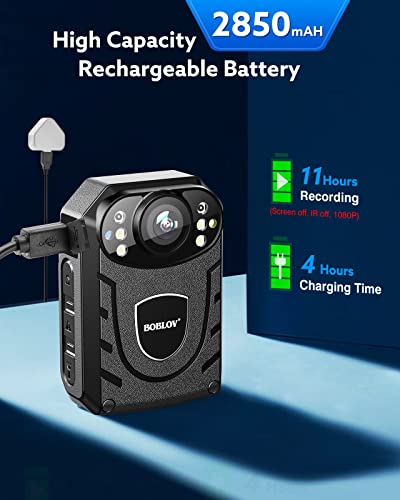 BOBLOV Police Body Camera - 1296P, 64GB Memory