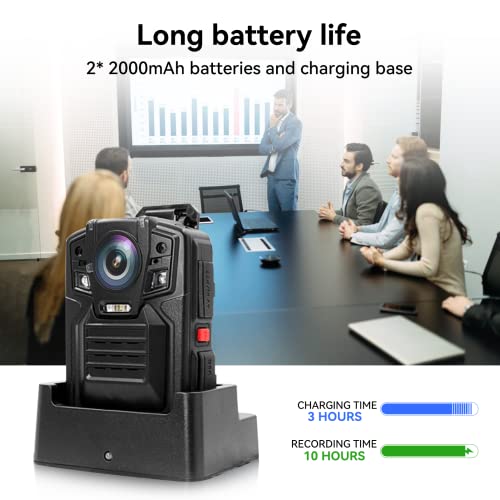 CAMMHD V8-32GB 1296P Body Camera 2 Batteries IP68 Waterproof