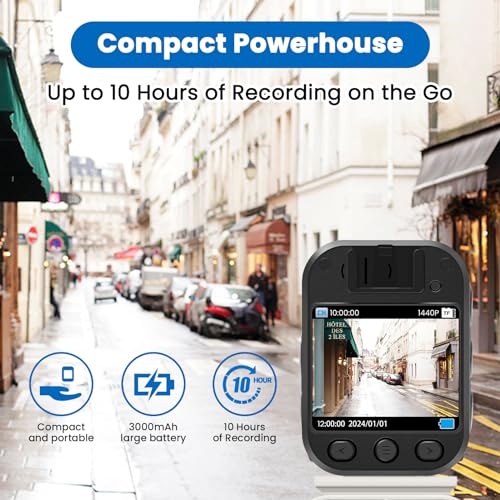 SPIKECAM Super Strong Clip Body Camera, Night Vision, Password Protection, Portable